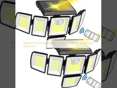 Éclairage solaire étanche à l'eau 6W Sensor de mouvement extérieur 600 lumens