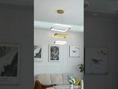  Remote-Controlled Stepless Dimming , Three-Color Temperature, Square Ring Metal Pendant Light