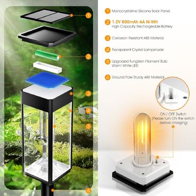 Goede prijs Lange duurzaamheid zonne-graslamp, oplaadbare hoogteverstelbare buitengraslamp online