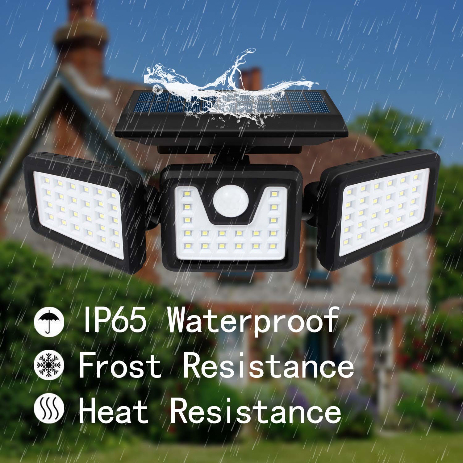 Solar Light Led 800 3 Head Solar Wall Light 800 Lumen Waterproof Motion Sensor Light IP65 Video