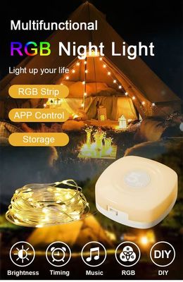 7 Colours RGB Wire String Light Intelligent Camping Rope Lights 200LM