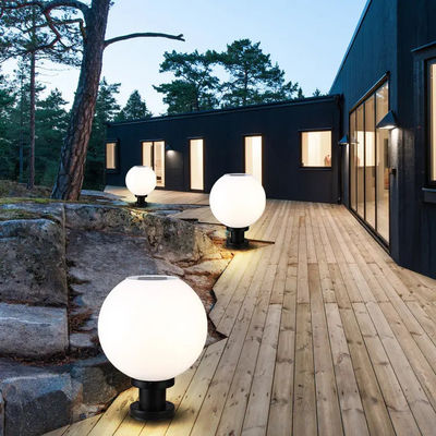 Acrylic Round Ball Solar Lights 67LM Solar Gate Post Light White