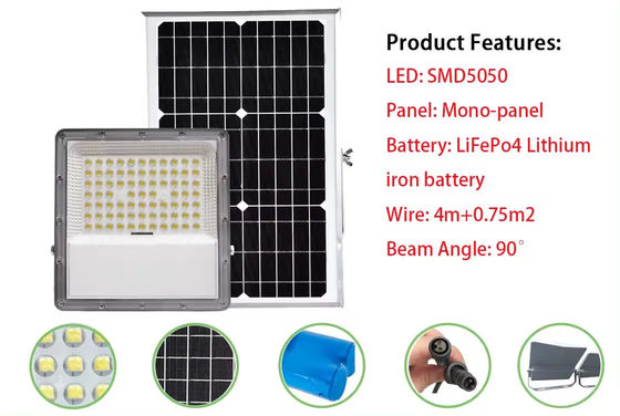 6000K - 6500K Waterproof Outdoor Flood Lights Dustproof Solar Powered Security Lights