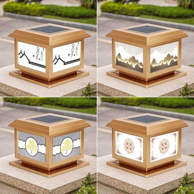 Giá tốt. Đèn trụ năng lượng mặt trời 12W Đèn trụ sân vườn hình vuông Kiểm soát nước trực tuyến