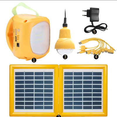 Rechargeable Solar Camping Lantern Portable Solar Power System with Mobile Charging Function and LED Bulb