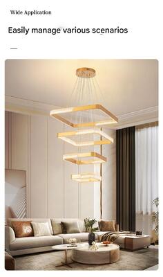 قیمت خوب کم نور بدون پله کنترل از راه دور، دمای سه رنگ، چراغ آویز فلزی حلقه مربعی آنلاین